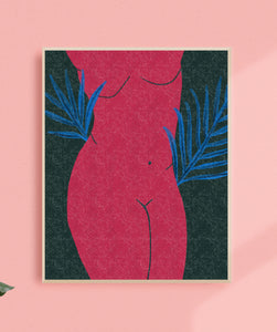 Pink Leaf Woman 8x10 Art Print