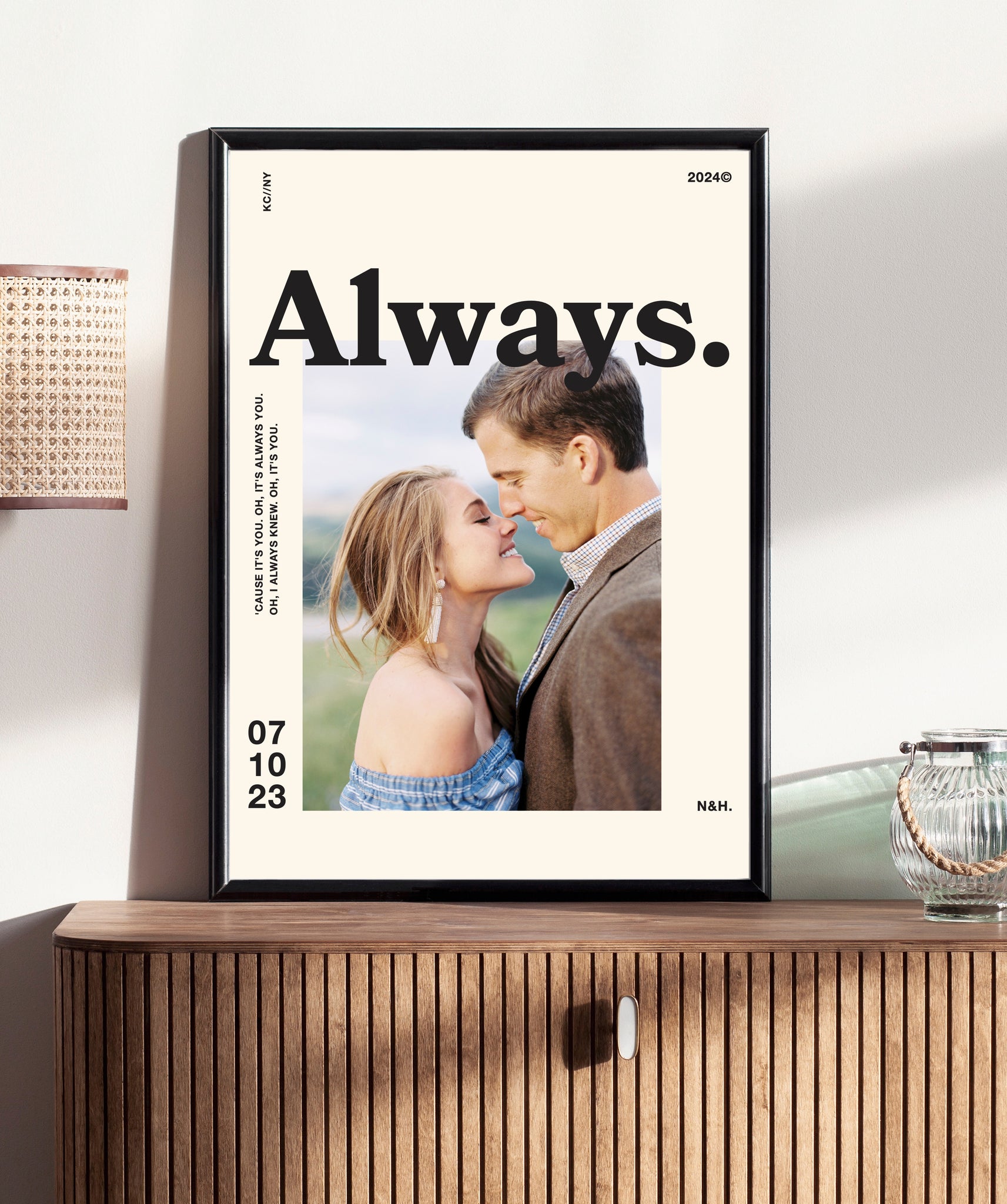 Vintage Style Ad Campaign Always. Personalized Couple Photo Art Print