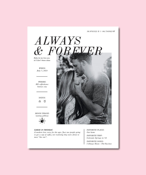 Always & Forever Personalized Couple Photo Art Print