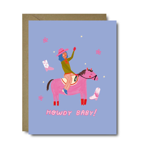 Cowgirl Howdy Baby Greeting Card | A2