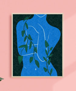 Blue Vine Woman 8x10 Art Print