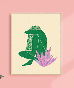 Green Resting Woman 8x10 Art Print
