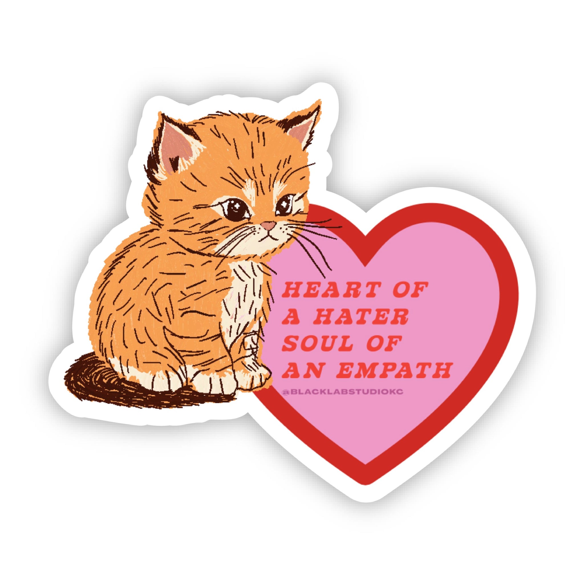 Kitten Heart of a Hater Soul of an Empath Waterproof Sticker