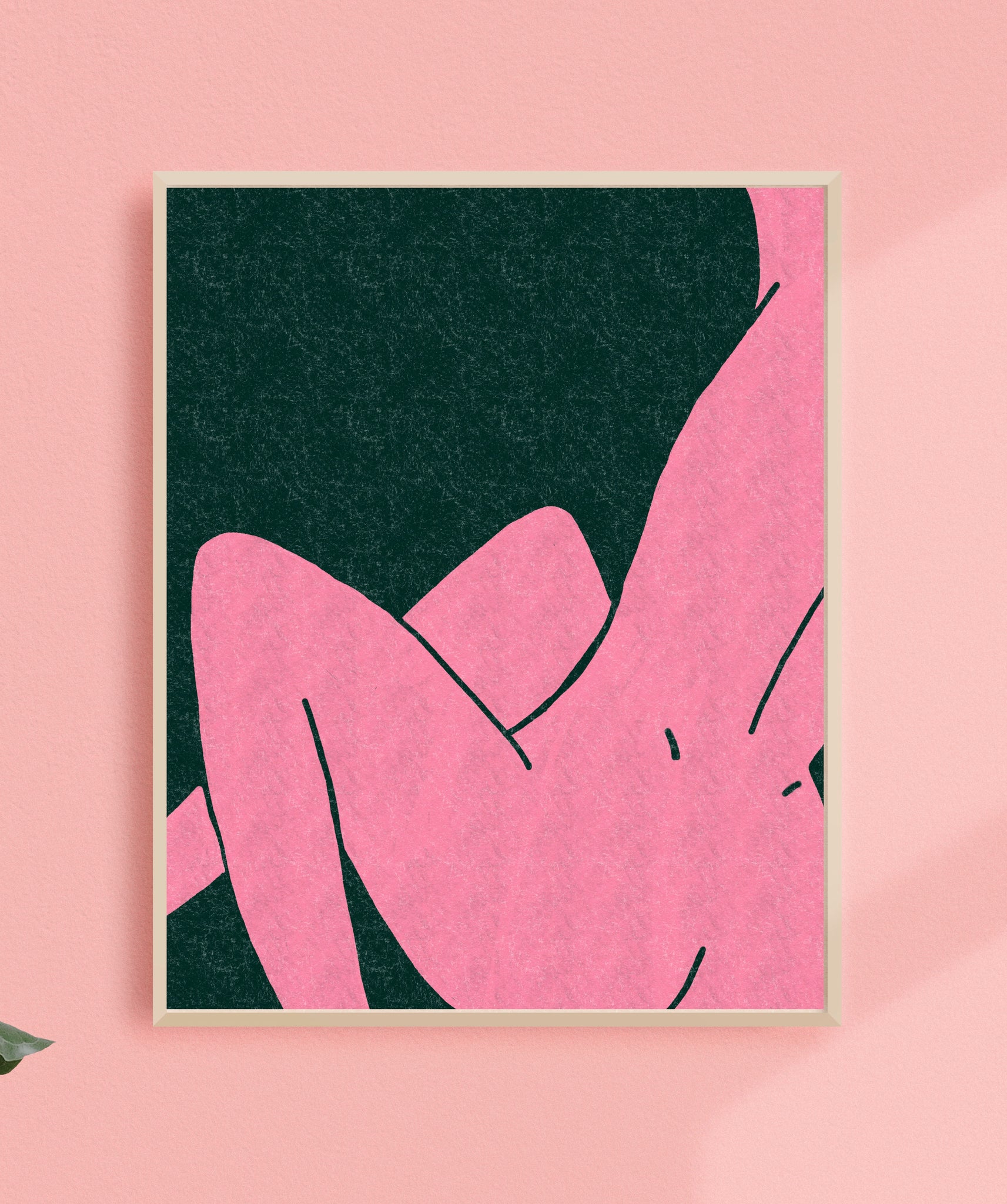 Pink Sitting Woman 8x10 Art Print