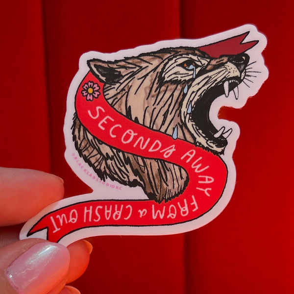 Sad Emo Wolf Seconds Away From A Crashout Waterproof Sticker