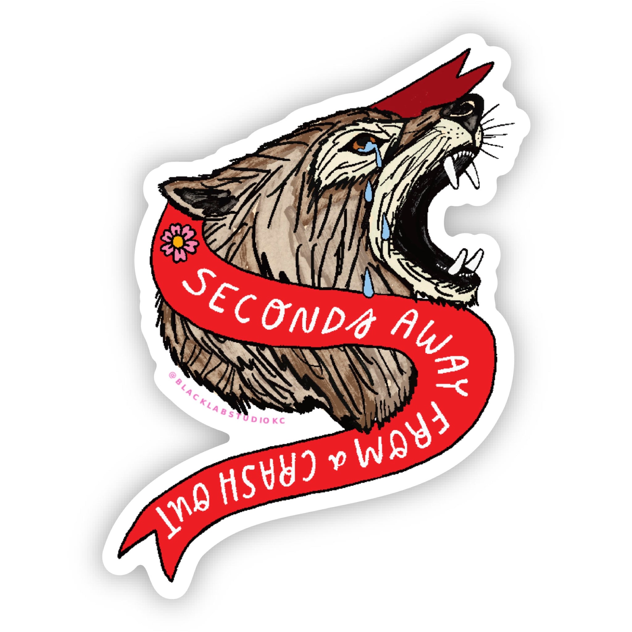 Sad Emo Wolf Seconds Away From A Crashout Waterproof Sticker
