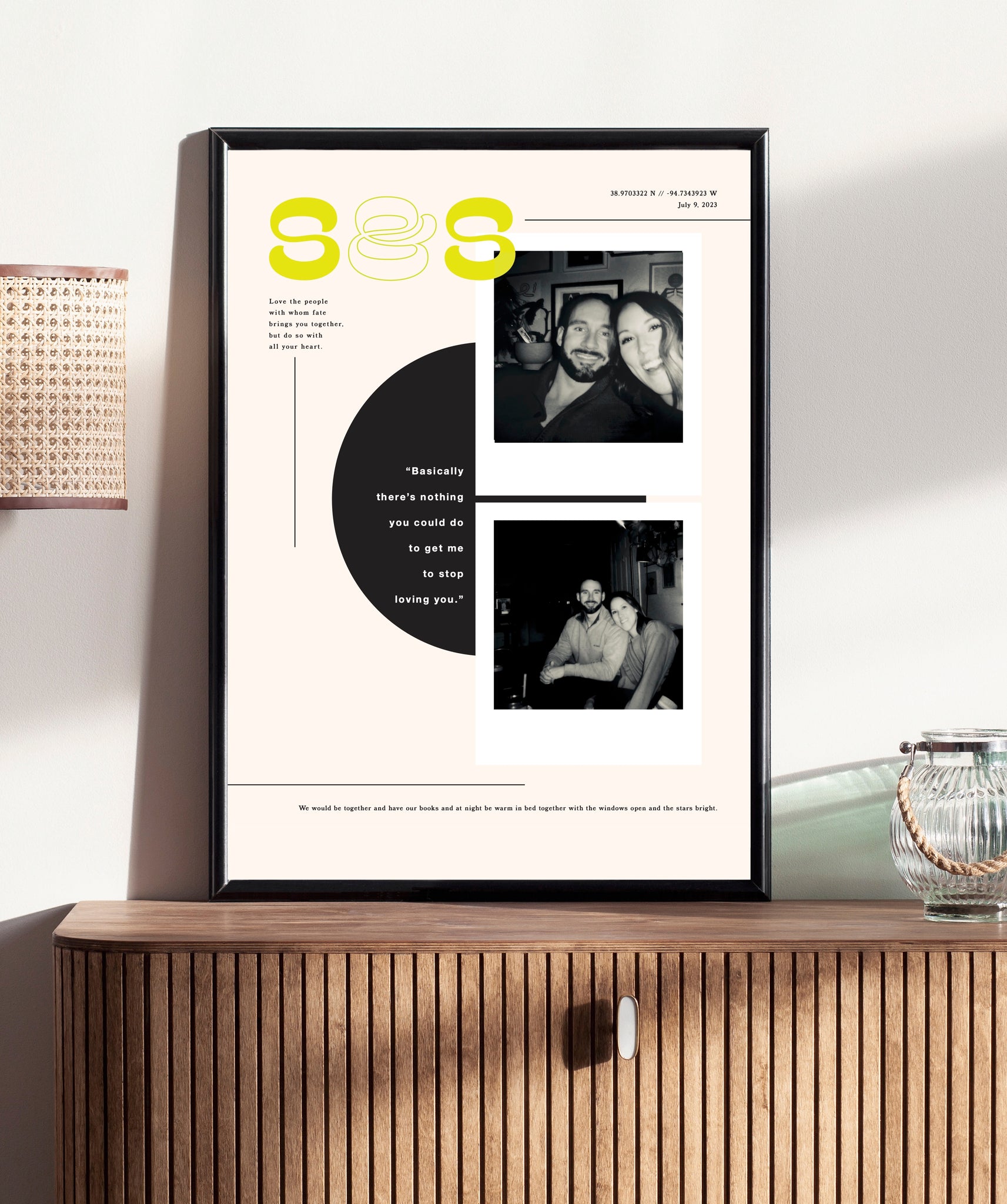 Vintage Poster Style Personalized Couple Photo Art Print