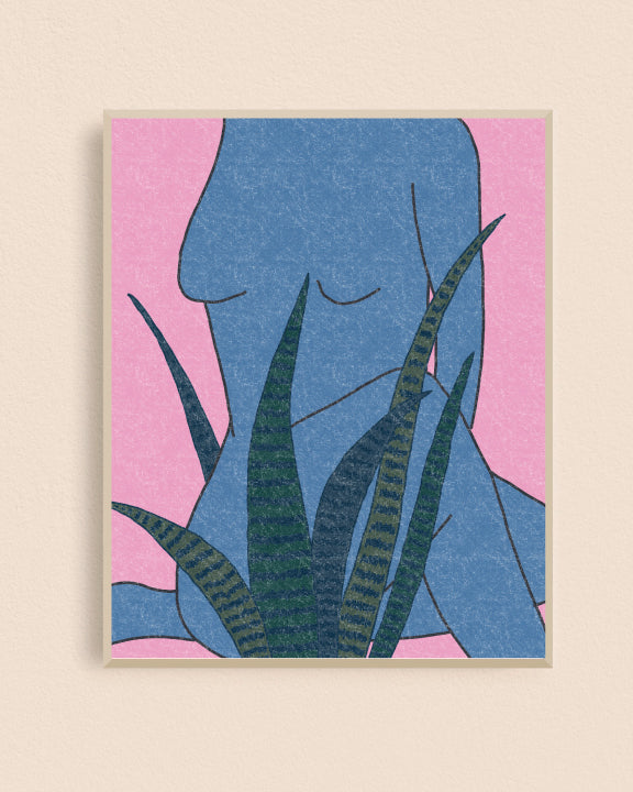 Blue Snake Plant Lady 8x10 Art Print