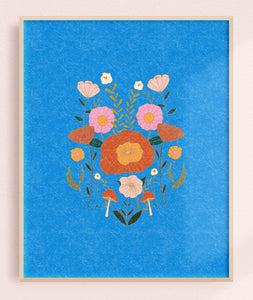 Blue Floral Fields 8x10 Art Print