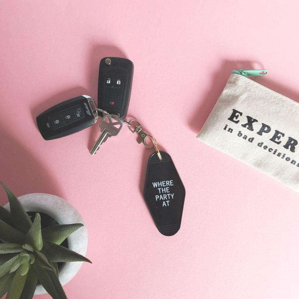 Where The Party At Retro Motel Keychain