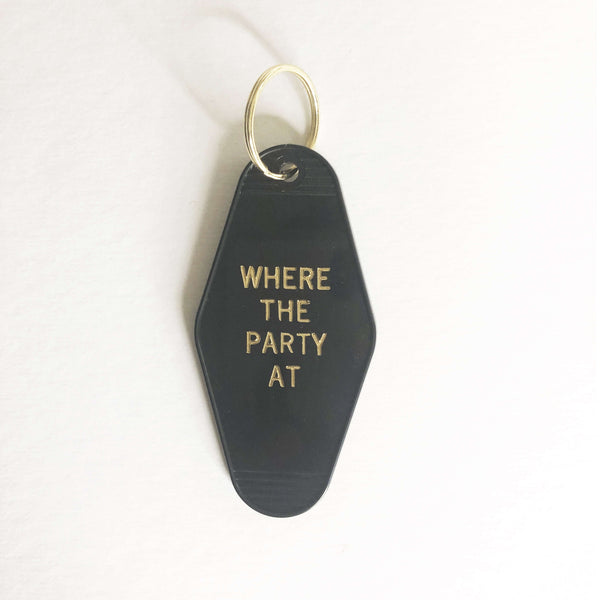 Where The Party At Retro Motel Keychain