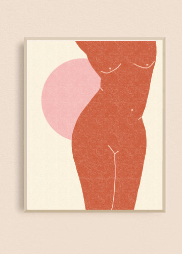Pink Sun Nude Lady 8x10 Art Print