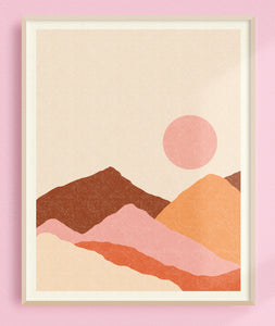 Pink Mountainscape 8x10 Art Print