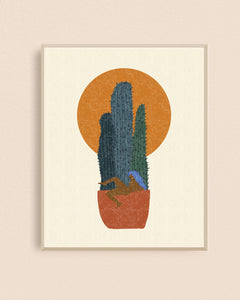 Potted Cacti Lady 8x10 Art Print