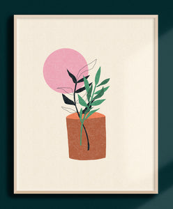 Potted Plant Pink Sun 8x10 Art Print