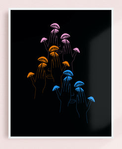Triple Shroom Fingers 8x10 Art Print