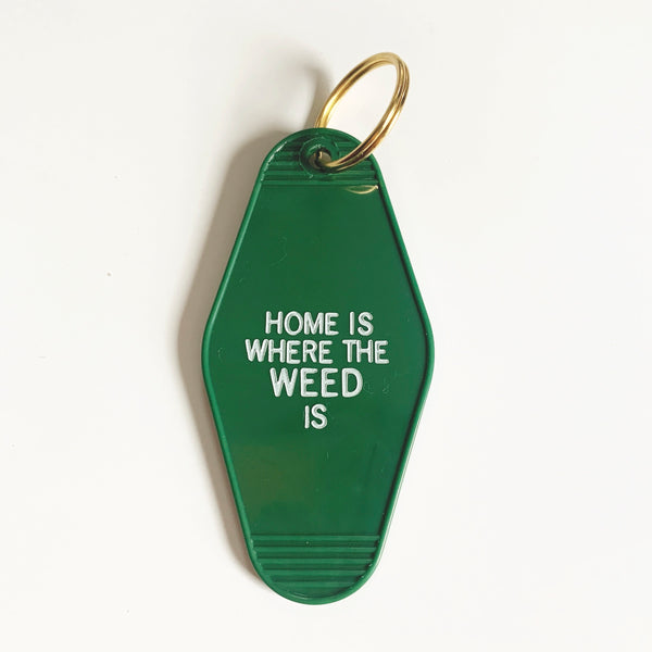 Home Is Where The Weed Is Retro Motel Keychain