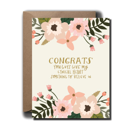 Cynical Heart Floral Wedding Greeting Card | A2
