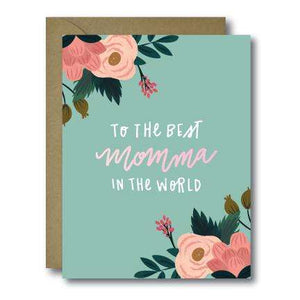 Whimsical Floral Best Momma In The World Mother's Day Seasonal Greeting Card | A2