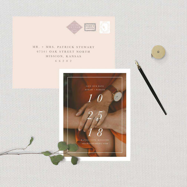 Modern Formal Vertical Date Photo Save the Date